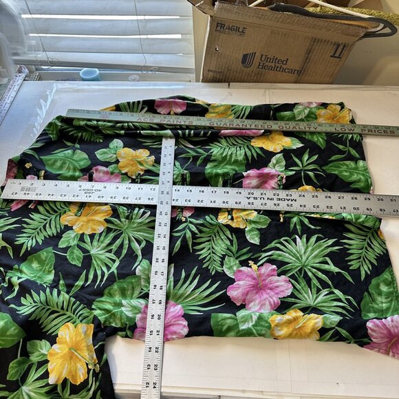 Lauren Ralph Lauren Womens Tunic Black Floral Linen Shirt Large Mandarin - Picture 4 of 8